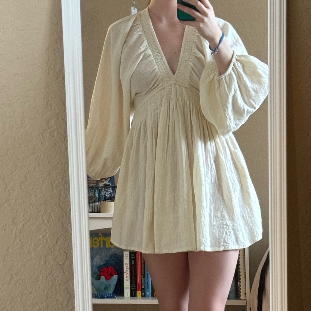 Free People Cream Mini Dress